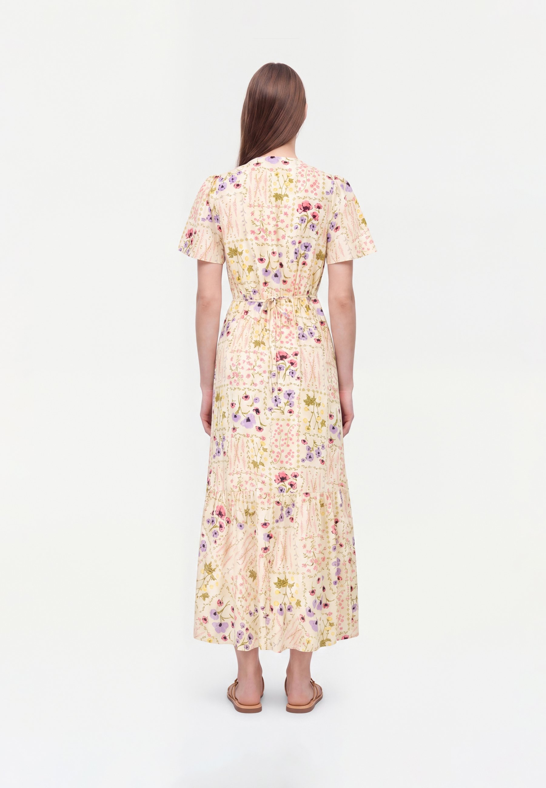 New Look FLORAL TILE PATTERN MIDI - Robe de jour - off white/écru