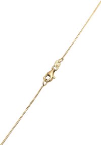 Goldfarbene Kette mit feiner Struktur, ausgestattet mit einem sicheren Karabinerverschluss. Das Design ist schlank und zart, ideal für verschiedene Anhänger.