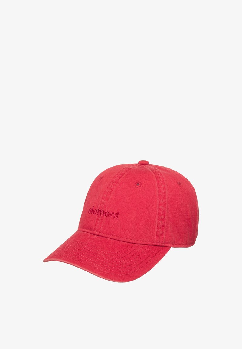 Rode katoenen honkbalpet met geborduurd "element"-logo, gebogen klep en verstelbare achterriem. Voorzien van een ontwerp met zes panelen en ventilatiegaatjes.