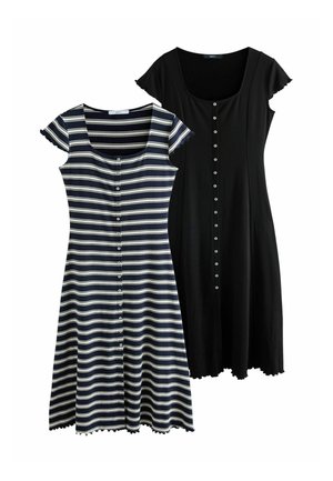 REGULAR FIT-SHORT SLEEVE BUTTON THROUGH - Maxi ruha - navy stripe  black