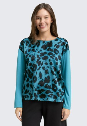 LOOSE FIT  MIT LEO-PRINT - Blouse - petrol/black big leo print