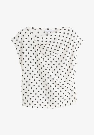 Next, PETITE FIT - ASYMMETRIC PLEATED DRAPE SHORT SLEEVE TOP . - Blouse - black/ecru polka dot