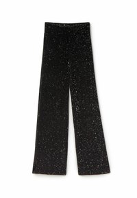 PALAZZO WITH GLITTER - Stoffhose - black
