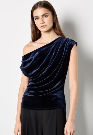 DRAPED ONE-SHOULDER ASYMMETRIC  - Camicetta - navy
