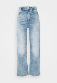 Höga ljusblåjeans med avslappnad bred benmodeller, med en blekt finish och en klassisk femfickdesign. Metalldragkedja.