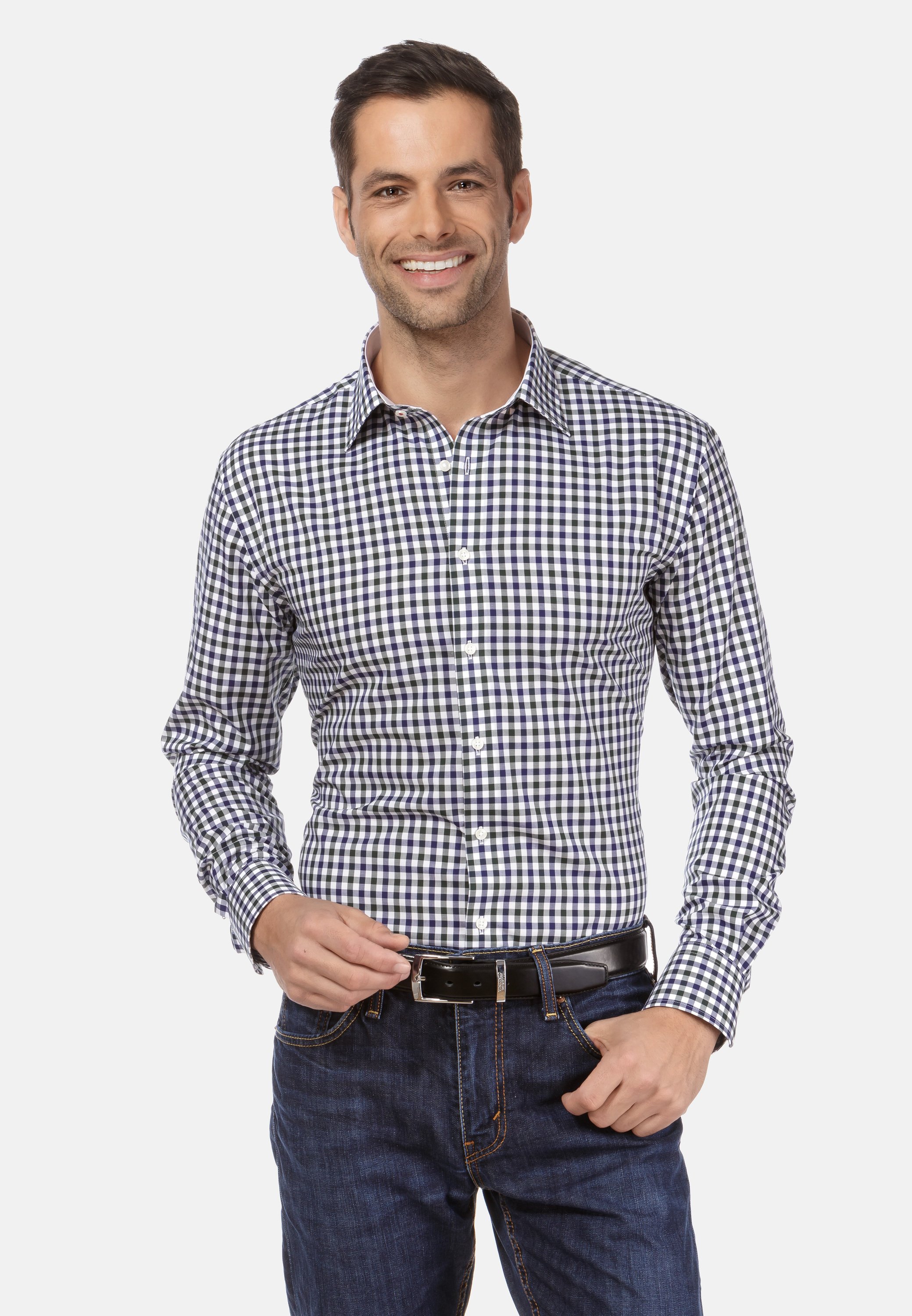 Vincenzo Boretti Hemd, slim-fit / tailliert, Twill - bügelfrei
