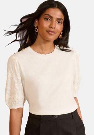 Love & Roses REGULAR FIT SCALLOP BOW EMBROIDERED - Tričko s potlačou - ivory