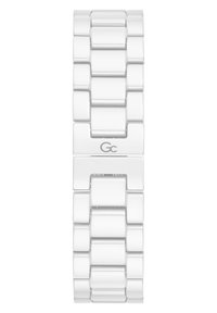 Hõbedane metallkellarihm, millel on sile, poleeritud pind; koosneb ristkülikukujulistest linkidest ja sisaldab detailsele lingile graveeritud "Gc" logo.