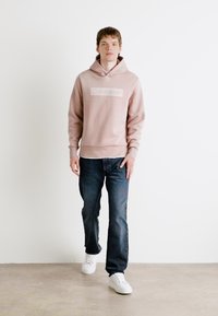 Calvin Klein BOX STRIPED LOGO HOODIE - Kapucni - bark