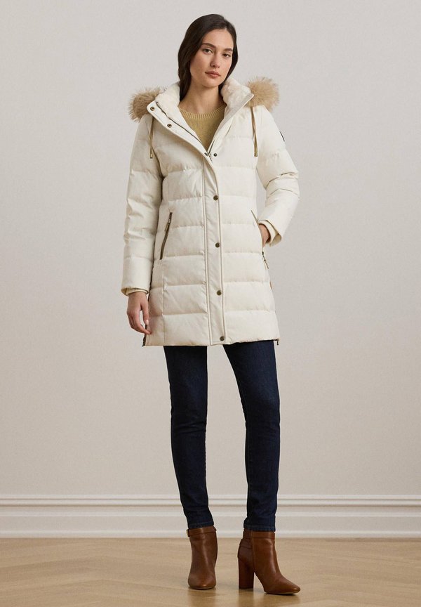 FAUX-FUR-TRIM HOODED DOWN COAT - Down coat - cream3