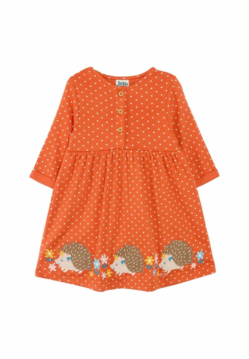 JoJo Maman Bébé HEDGEHOG APPLIQUÉ FRONT - REGULAR FIT - Jerseykleid - rust