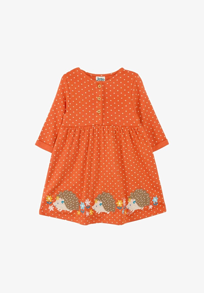 JoJo Maman Bébé HEDGEHOG APPLIQUÉ FRONT - REGULAR FIT - Jerseykleid - rust