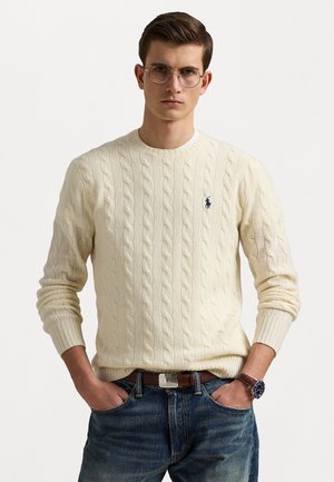 CABLE KNIT WOOL CASHMERE JUMPER - Jersey de punto - andover cream