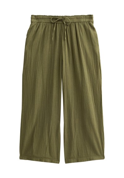 CURVES DRAWSTRING WAIST WIDE LEG - Pantalon classique - khaki