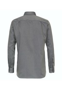 Langärmliges Hemd im grauen Karomuster, mit Button-down-Kragen und geknöpften Manschetten. Verfügt über eine glatte Textur und eine strukturierte Passform in der Rückansicht.