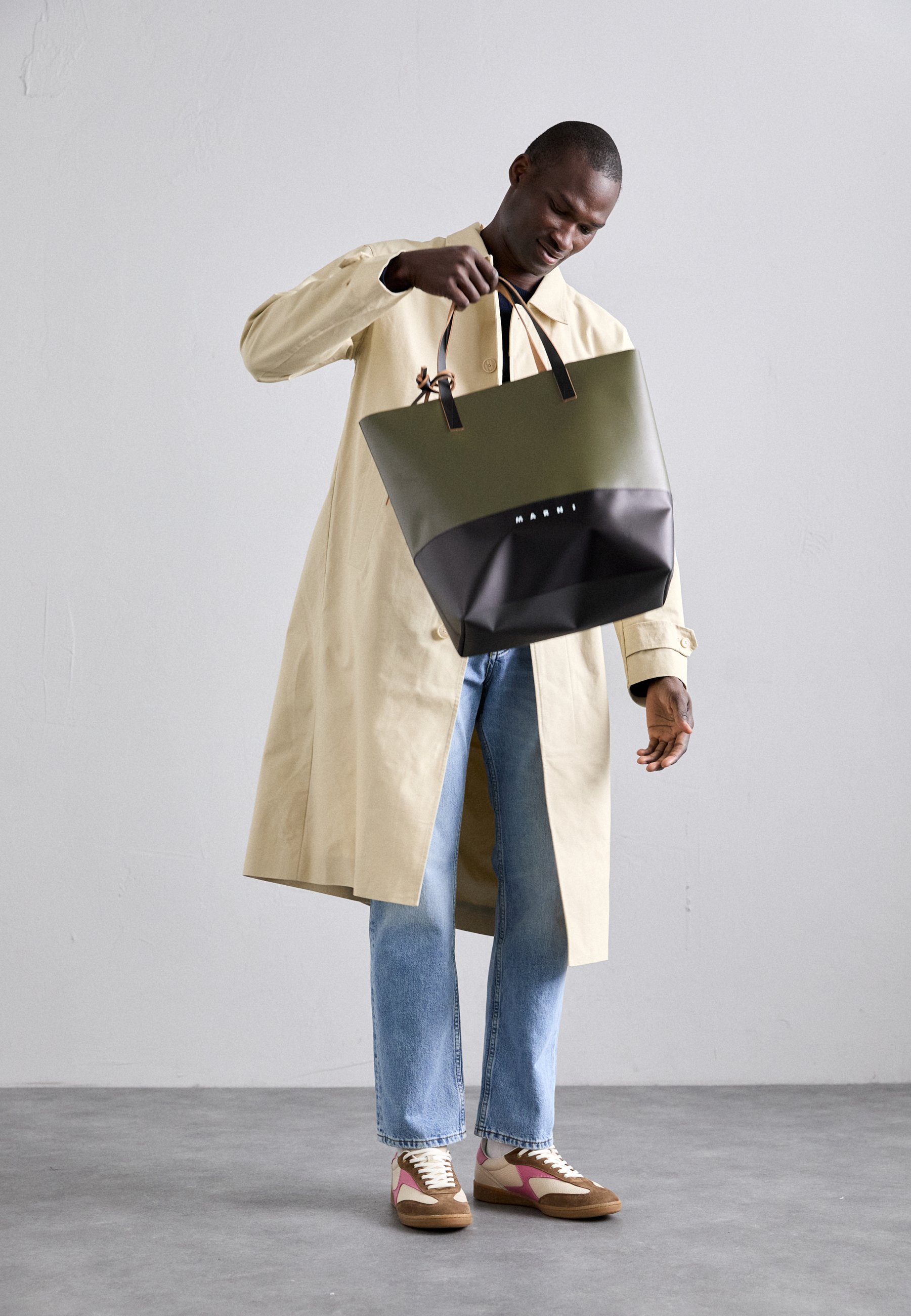 Marni TRIBECA TOTE UNISEX - Shopping bag - deep sage/black/cachi