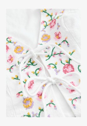 Next REGULAR FIT - FLORAL EMBROIDERED DETAIL TIE FRONT - Vest - white