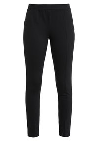 Svarta tights med en mjuk textur, med en bred midjeband och vertikala sömmar för en figurvänlig passform.