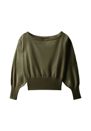Stradivarius, ASYMMETRIC RIBBED HEM KNIT SWEATER 01645702 - Pullover - khaki