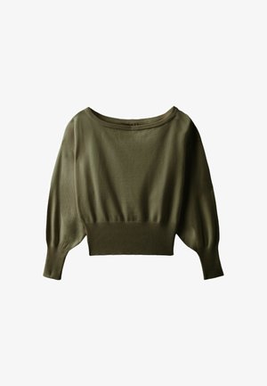 Stradivarius, ASYMMETRIC RIBBED HEM KNIT SWEATER 01645702 - Jumper - khaki
