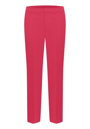 Maßgeschneiderte pinkfarbene Hose im geraden Schnitt, mit flachem Bund, seitlichen Taschen und einer glatten Textur. Keine sichtbaren Muster oder Akzente.