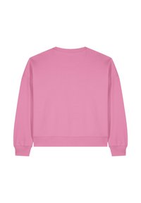 Roze katoenen sweatshirt met een ronde halslijn, lange mouwen en geribbelde boorden. Gladde textuur en een losse pasvorm met een effen kleurdesign.
