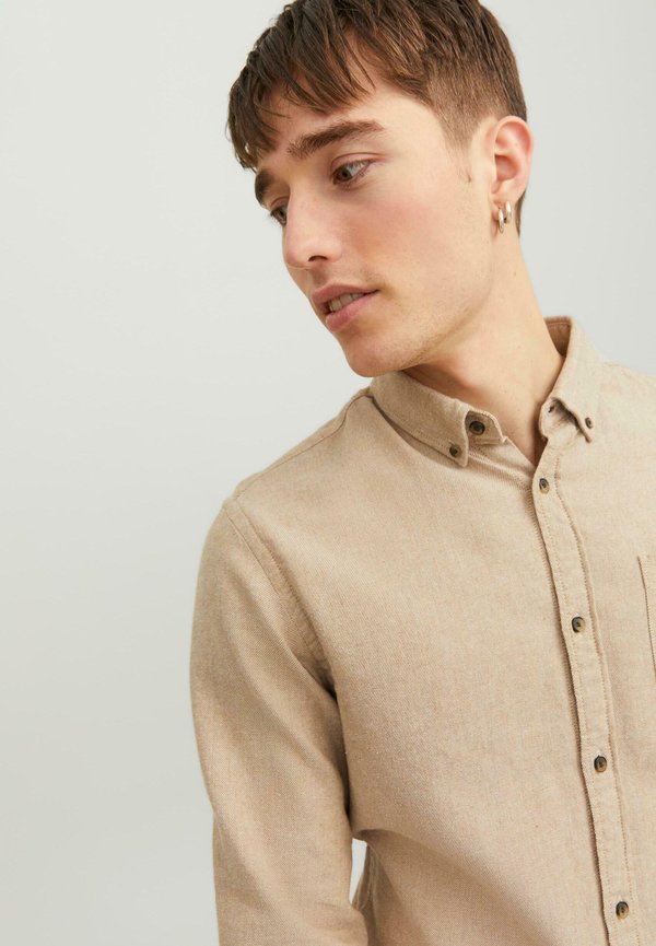 JJECLASSIC MELANGE LS SN - Shirt - oatmeal3