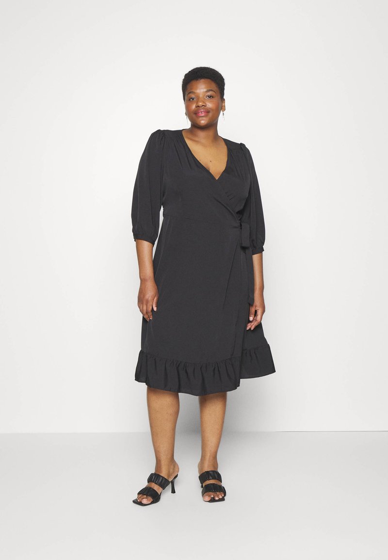 ONLY Carmakoma CARLIVIA 3/4 WRAP - Kasdienė suknelė - black