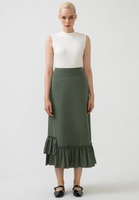 Touché Privé FRILLED POPLIN  - sukňa v tvare A - khaki