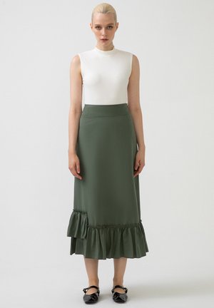 Touché Privé FRILLED POPLIN  - Spódnica trapezowa - khaki