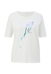 s.Oliver MIT GLÄNZENDEM - T-Shirt print - ecru