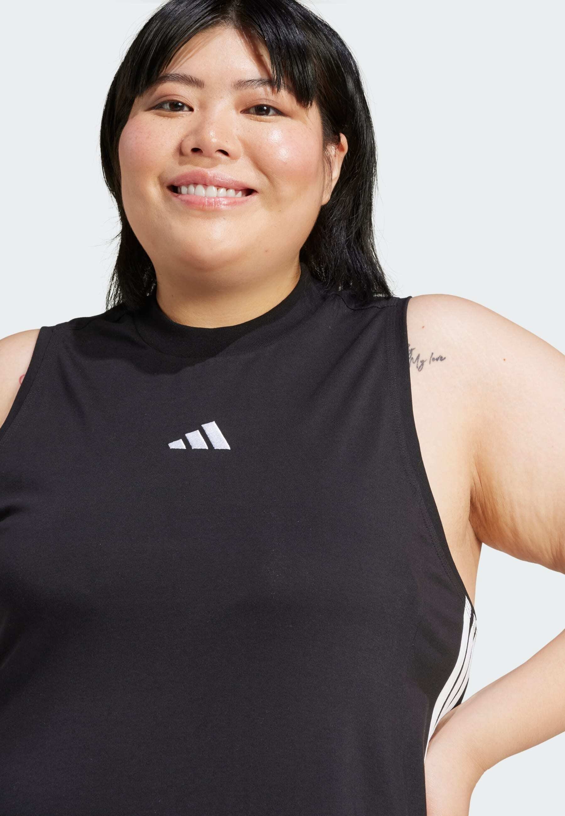 adidas Sportswear ESSENTIALS 3-STRIPES LONG RACERBACK PLUS SIZE - Sports  dress - black/white/black - Zalando.co.uk