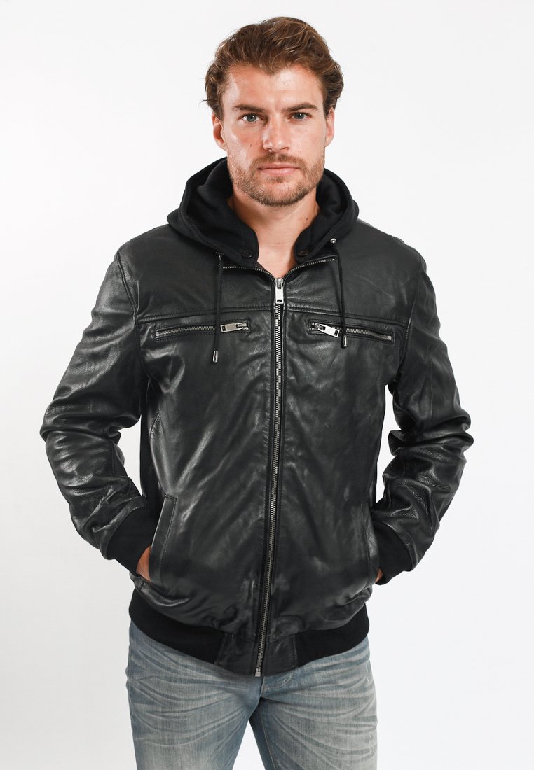 Lee Cooper Leren jas zwart