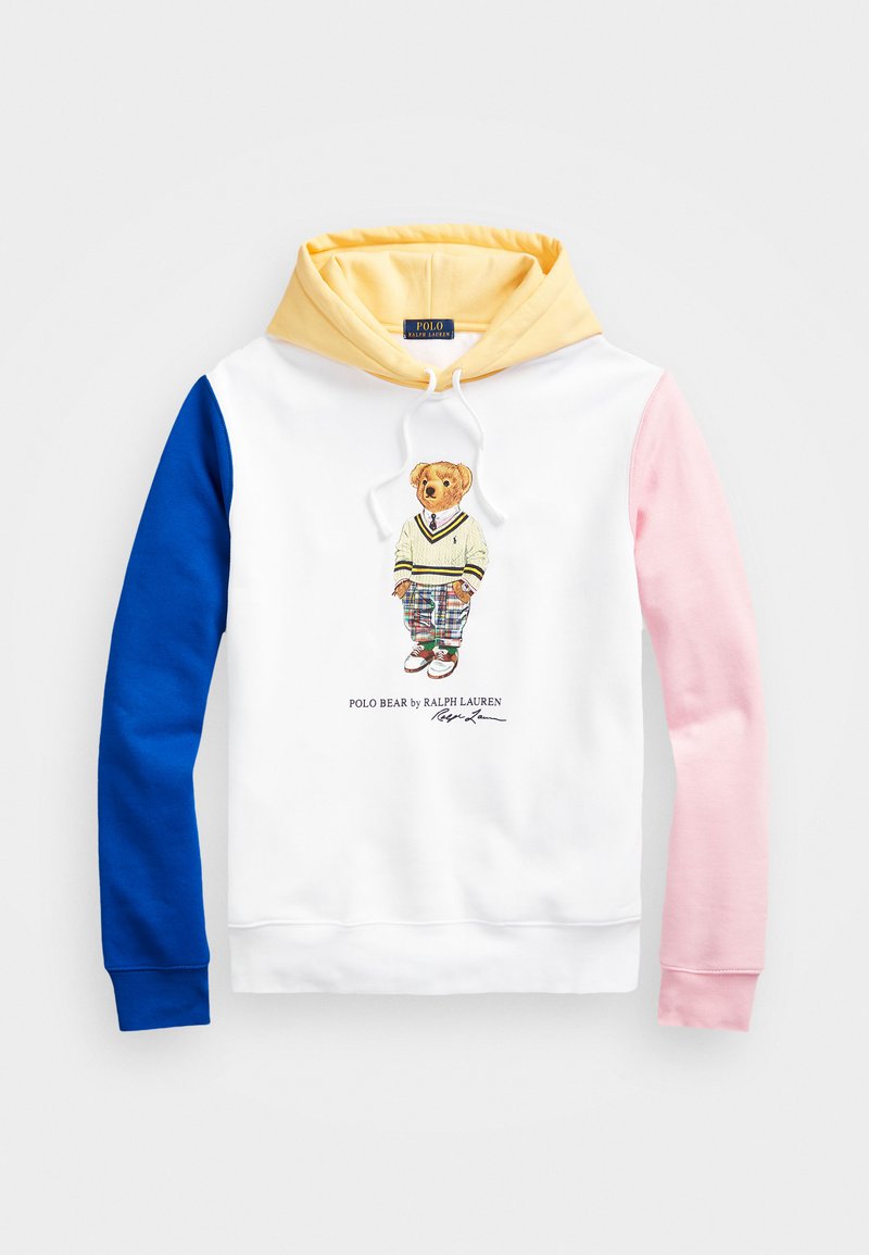 Polo Ralph Lauren POLO BEAR COLOUR-BLOCKED FLEECE HOODIE - Hoodie - white -  Zalando.co.uk