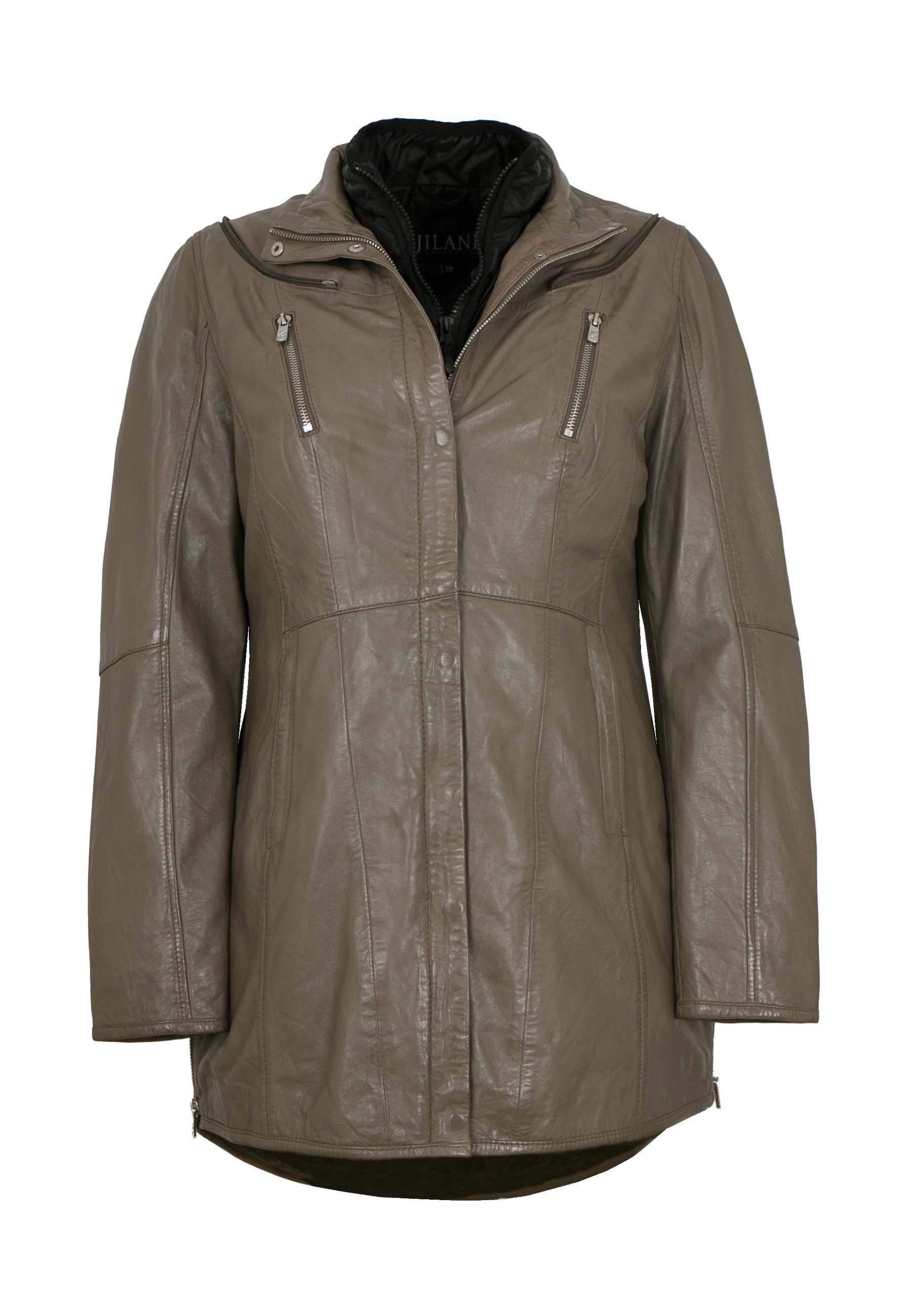 ★Leather Single Soutien Colored Jacket★ Lederjacken24 FUKO - Short coat - dark sand/sand - Zalando