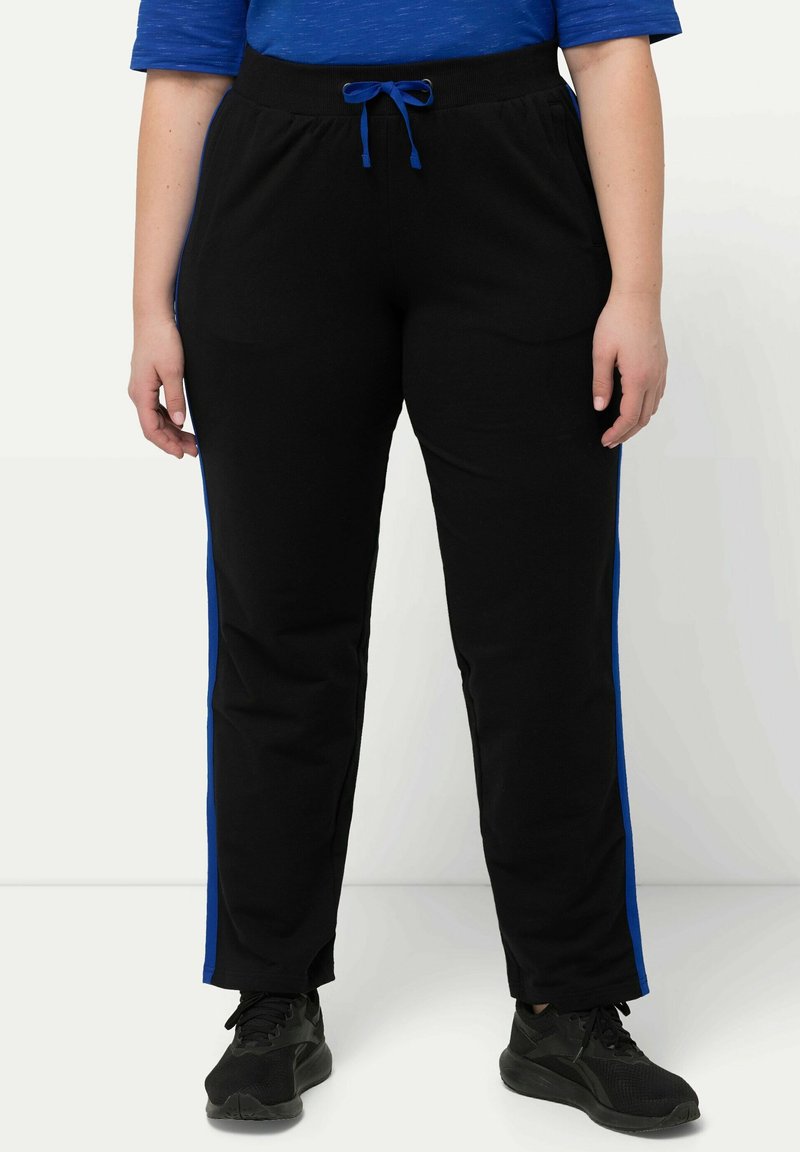 Ulla Popken SIDE STRIPE ELASTIC WAIST JOGGERS - Jogginghose - black