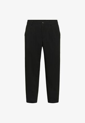 Mustad sirgelõikelised püksid, valmistatud siledast kangast. Omavad nööpidega kinnitust ja esiplaate, mis annavad vormis ilme.