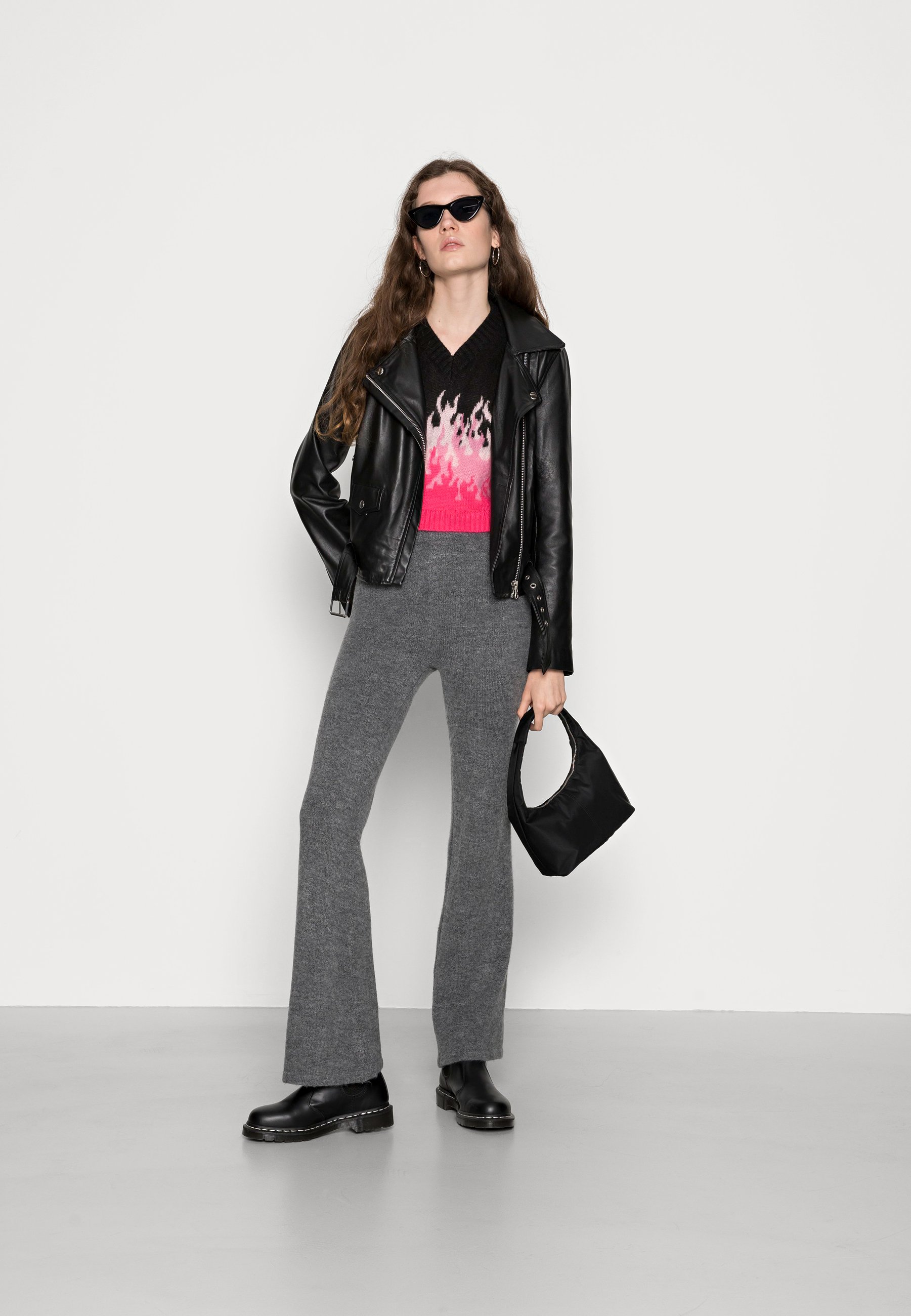 Missguided COSY KNIT WIDE LEG TROUSERS 