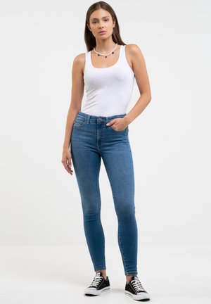 MELINDA HIGH WAIST - Slimfit džínsy - aqua