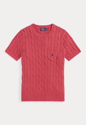 Polo Ralph Lauren, CABLE-KNIT COTTON SHORT-SLEEVE SWEATER - Basic póló - nantucket red