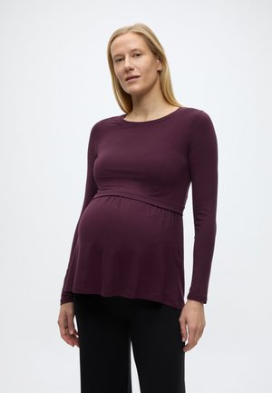 BABYDOLL LONGSLEEVE WITH NEW NURSING FUNCTION - Bluză cu mânecă lungă - wine tasting