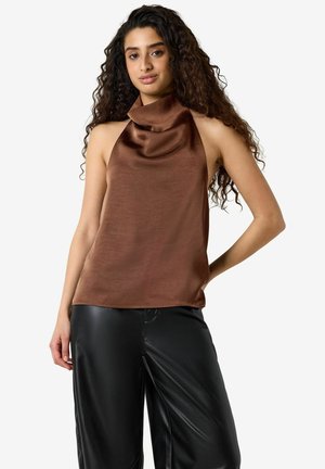 Noisy May SLEEVELESS TOP NMBRISA SATIN - Blouse - chocolate brown