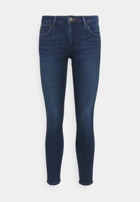 Smala jeans i mörkblå denim, med normal midja, fem fickor och diskreta sömnadsdetaljer vid sidsömmarna.
