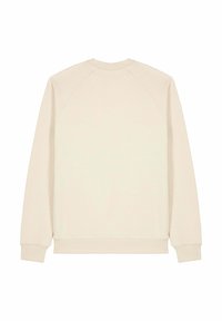 Felpa beige in cotone con scollo rotondo e maniche raglan. Presenta polsini e orlo a costine, che conferiscono un aspetto strutturato.