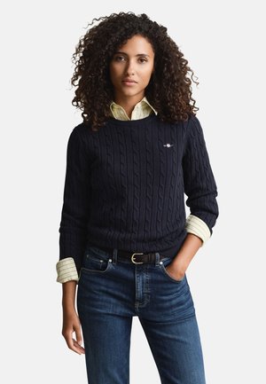 CABLE C NECK - Strikkegenser - evening blue