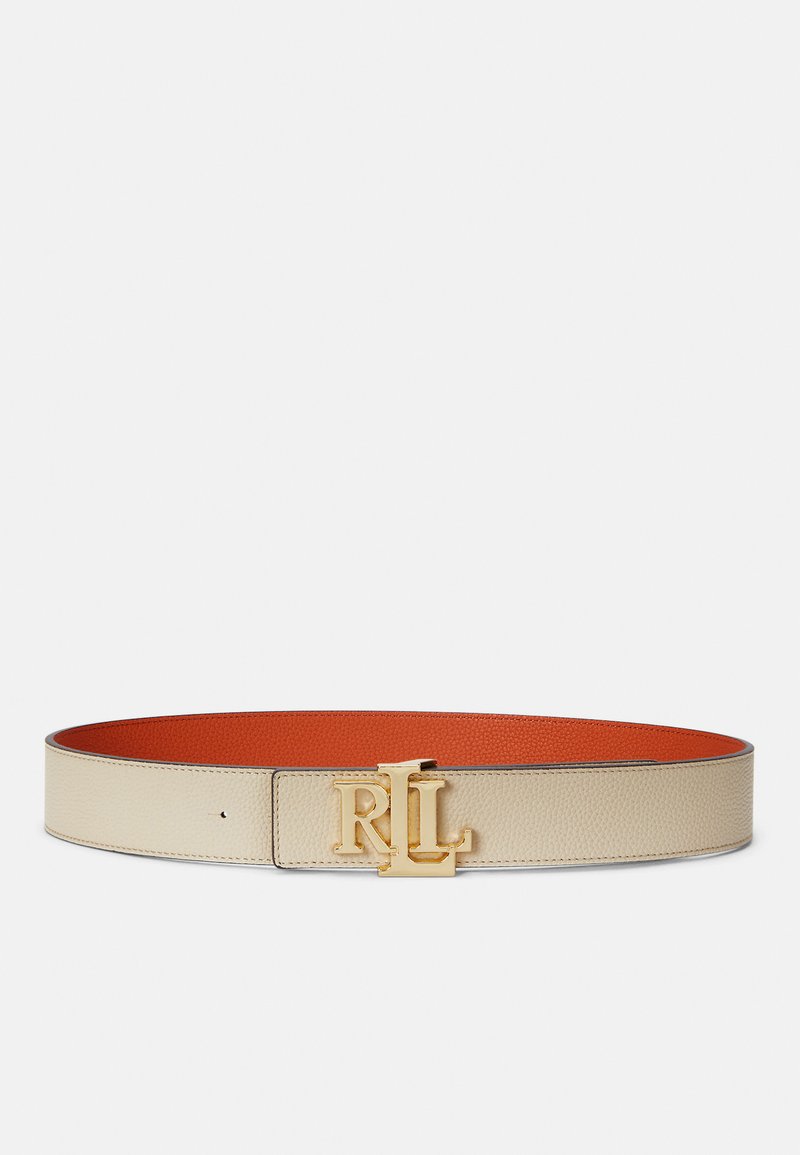 Lauren Ralph Lauren REVERSIBLE PEBBLED LEATHER WIDE BELT - Cinto - explorer sand/rust orange