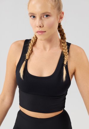MEDIUM SUPPORT SPORTS BRA WITH SCOOP BACK - Sportmelltartó közepesen nehéz sportoláshoz - black