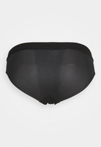 Zwarte mesh boyshort onderbroek met een gladde tailleband, met een gestructureerd oppervlak en een rond achterontwerp. Geen zichtbare branding of accenten.