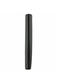 Étui cylindrique en cuir noir avec une texture lisse et des coutures renforcées sur le dessus, conçu pour contenir des petits objets en toute sécurité.