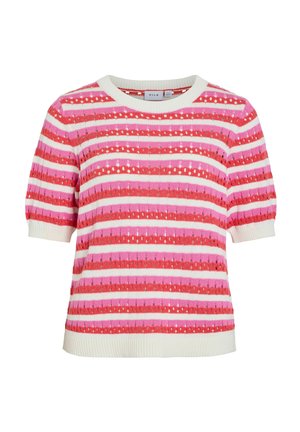 VILA, Knitted VIELINJA Short sleeved - Tričko s potlačou - snow white